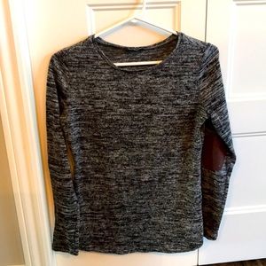 Grey sweater with brown elbow patches - equestrian